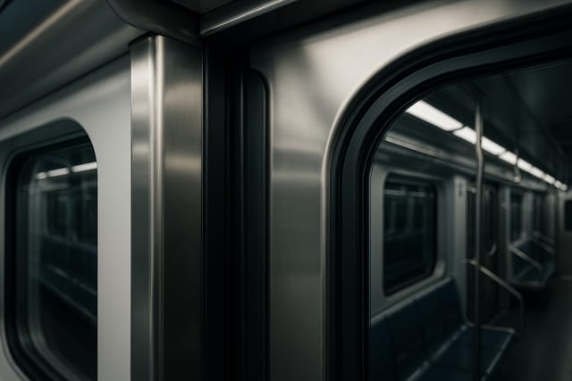 Vedações de portas e janelas de trem de metro