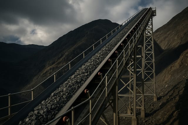 Correia transportadora de minério em morro