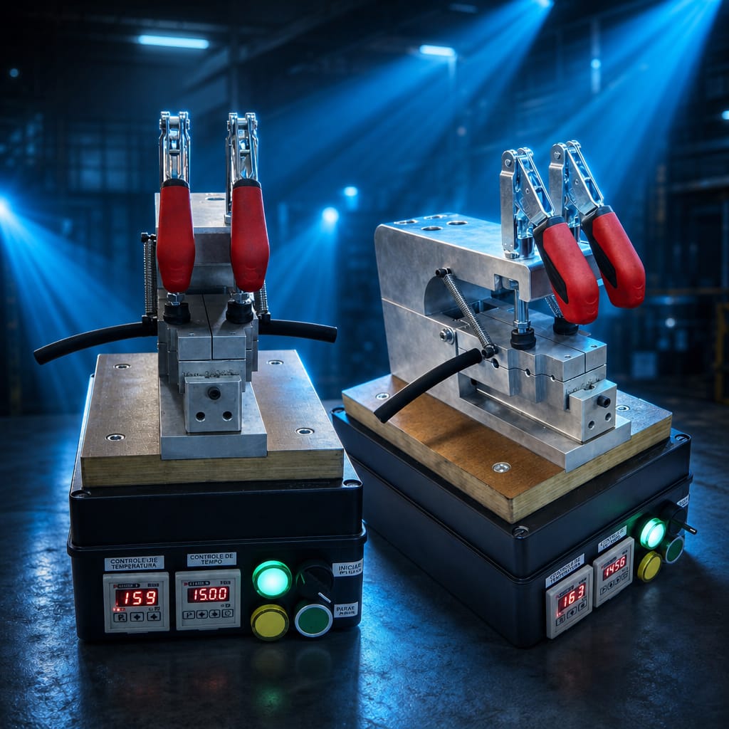 Ambiente industrial iluminado com raios de luz, fundo removido e iluminação editorial profissional aplicada.