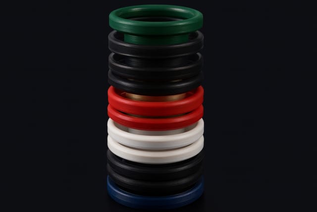 Pilha de anéis e vedações em elastómeros coloridos