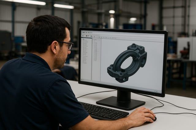 Engenheiro em estação CAD